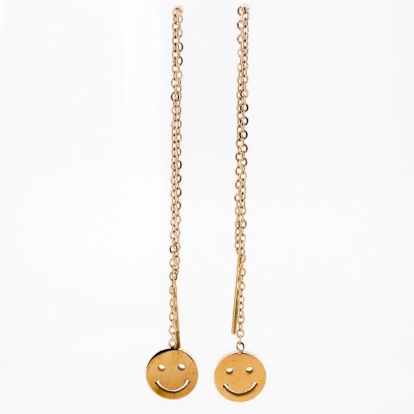 JEWELRY - EARRINGS - SCREW - STAINLESS STEEL - EMOJI Е659 - 0.8x10cm ROSE GOLD - PACKAGE 6 pairs