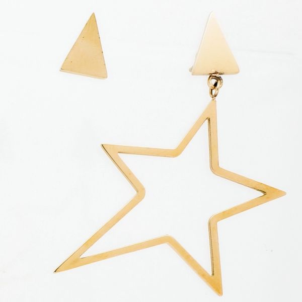 БИЖУТЕРИЯ - ОБЕЦИ - ВИНТ - СТОМАНА - ЗВЕЗДА С ТРИЪГЪЛНИК Е729 - 3.0х4.4см ЗЛАТИСТО РОЗОВО - 1 чифт