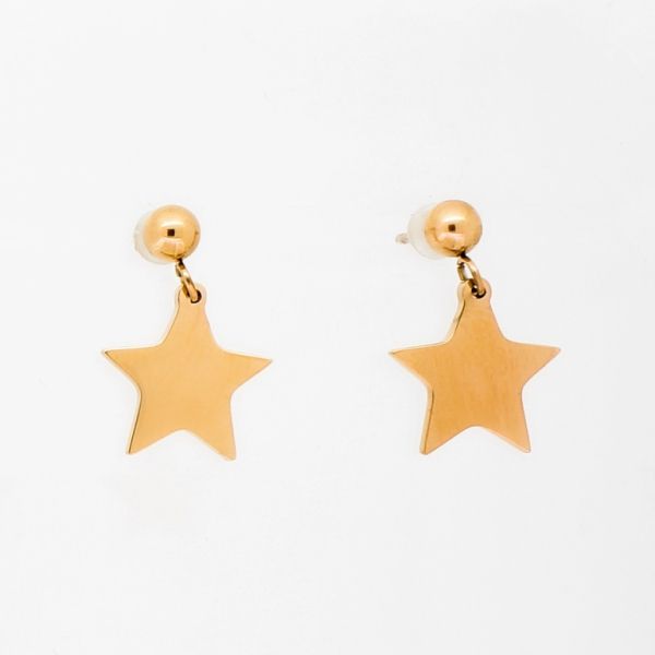 JEWELRY - EARRINGS - SCREW - STAINLESS STEEL - STARS Е797 - 1.2x1.7cm ROSE GOLD - PACKAGE 6 pairs