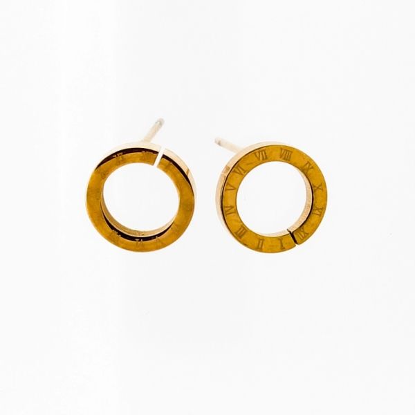 JEWELRY - EARRINGS - SCREW - STAINLESS STEEL - CIRCLE Е658 - 1.1x1.1cm ROSE GOLD - PACKAGE 6 pairs