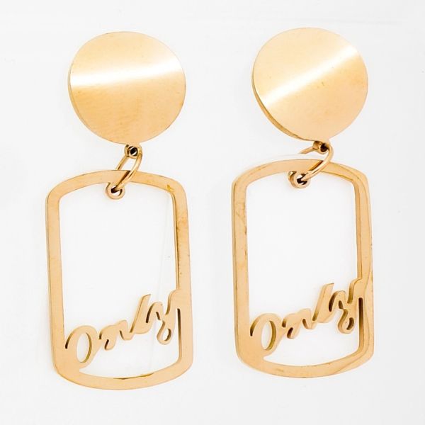 JEWELRY - EARRINGS - SCREW - STAINLESS STEEL - CIRCLE AND RECTANGLE ONLY Е798 - 1.5x4.0cm ROSE GOLD - PACKAGE 6 pairs