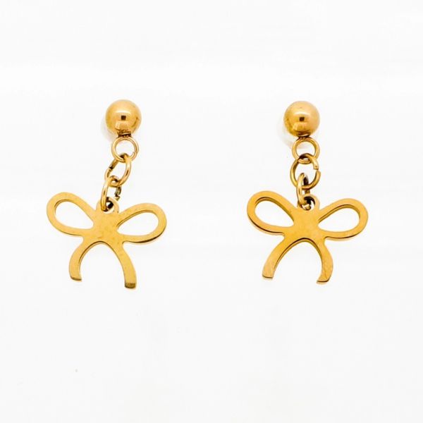 JEWELRY - EARRINGS - SCREW - STAINLESS STEEL - RIBBON Е730 - 1.3x2.0cm ROSE GOLD - PACKAGE 6 pairs