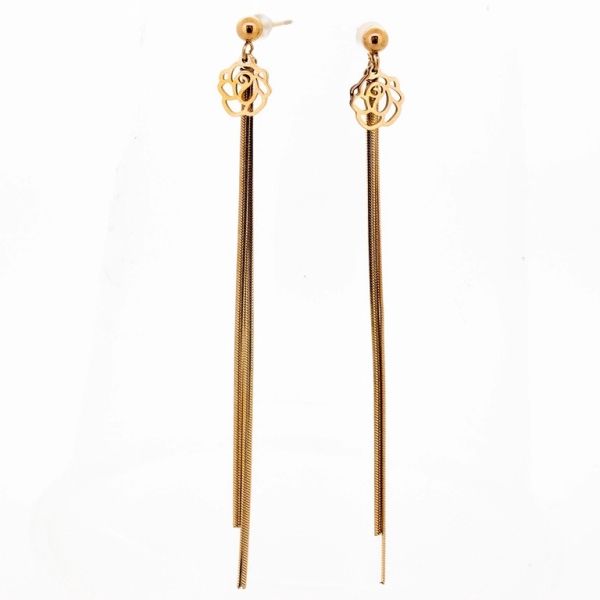 JEWELRY - EARRINGS - SCREW - STAINLESS STEEL - ROSE Е705 - 0.4x8.5cm ROSE GOLD - PACKAGE 6 pairs