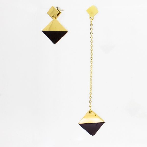 БИЖУТЕРИЯ - ОБЕЦИ - ВИНТ - СТОМАНА - РОМБОВЕ Е774 - 1.3х6.4см НИКЕЛ И ЗЛАТИСТО РОЗОВО - 1 чифт