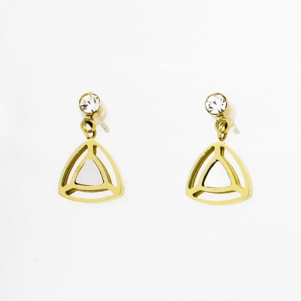 БИЖУТЕРИЯ - ОБЕЦИ - ВИНТ - СТОМАНА И СЕДЕФ - ТРИЪГЪЛНИК Е724 - 0.9х1.6см ЗЛАТИСТО - 1 чифт