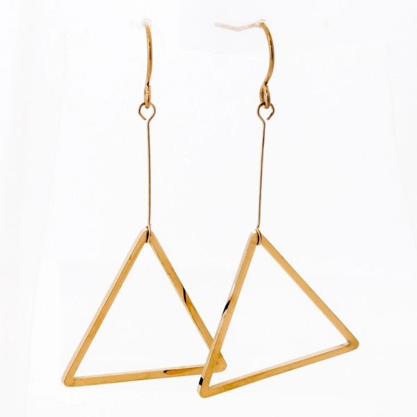 JEWELRY - EARRINGS - HOOK - STAINLESS STEEL - TRIANGLES Е661 - 2.5x4.8cm ROSE GOLD - 1 pair