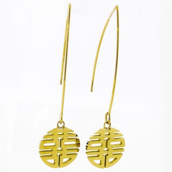 БИЖУТЕРИЯ - ОБЕЦИ - СТОМАНА - ФИГУРА Е662 - 1.5х5.6см ЗЛАТИСТО - 1 чифт