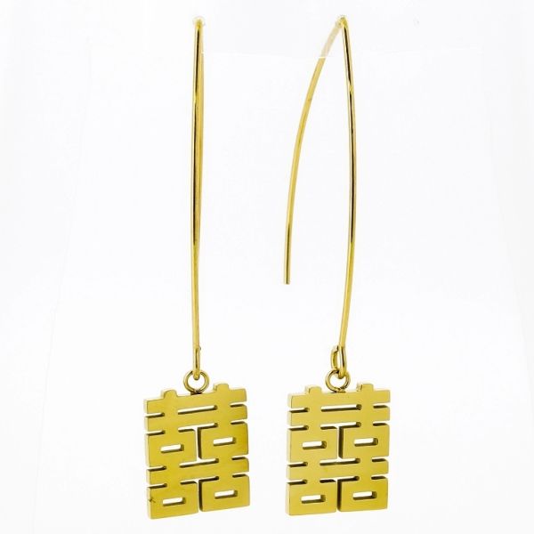 JEWELRY - EARRINGS - STAINLESS STEEL - FIGURE Е663 - 1.6x5.1cm GOLD - PACKAGE 6 pairs