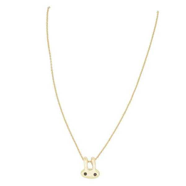  БИЖУТЕРИЯ - КОЛИЕ - МЕСИНГ - ЗАЕК K122 - 1.1х1.2см - ЗЛАТИСТО И ЧЕРНО - ПАКЕТ 6 бр. 