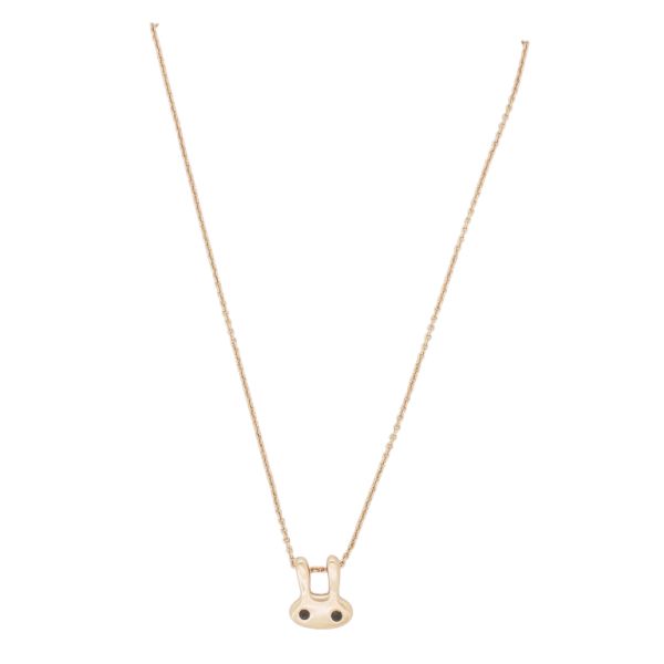  JEWELRY - NECKLACE - BRASS - RABBIT K122 - 1.1x1.2cm ROSE GOLD AND BLACK - 1pc.