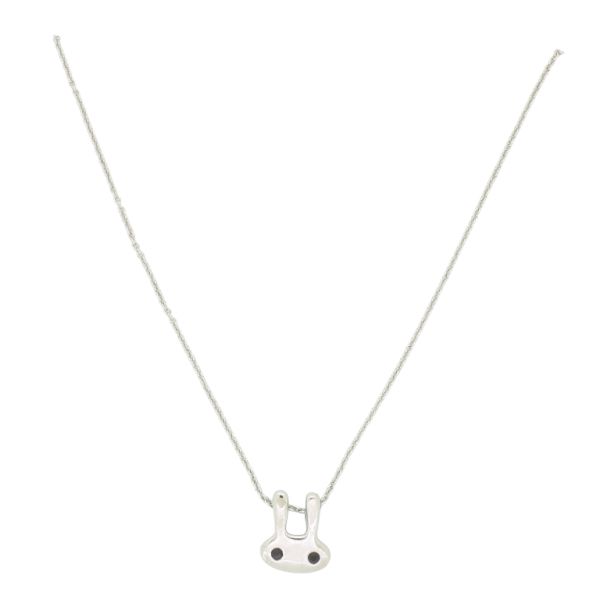  JEWELRY - NECKLACE - BRASS - RABBIT K122 - 1.1x1.2cm NICKEL AND BLACK - 1pc.