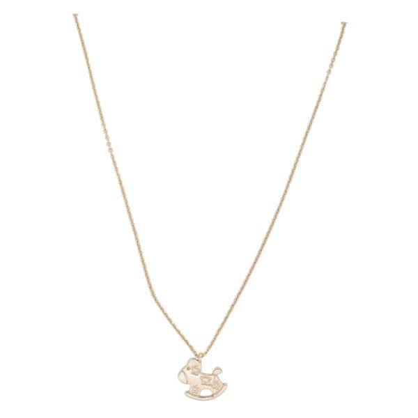  JEWELRY - NECKLACE - BRASS - ROCKING HORSE K152 - 1.3x1.3cm ROSE GOLD - 1pc.