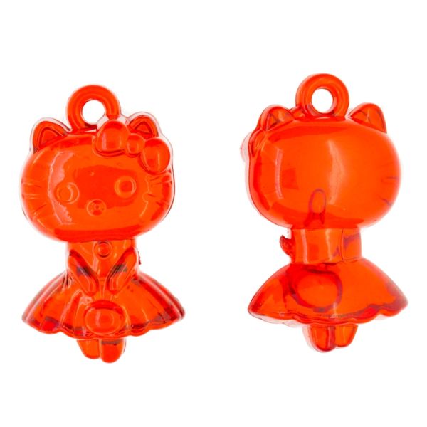 TRANSPARENT PLASTIC BEADS - KITTY 02 - 16x42x25mm RED V12 - PACKAGE 500g Hole-3.5mm (60pcs.)