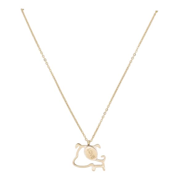  JEWELRY - NECKLACE - BRASS - DOG LOVE K146 - 2.0x1.9cm ROSE GOLD - 1pc.