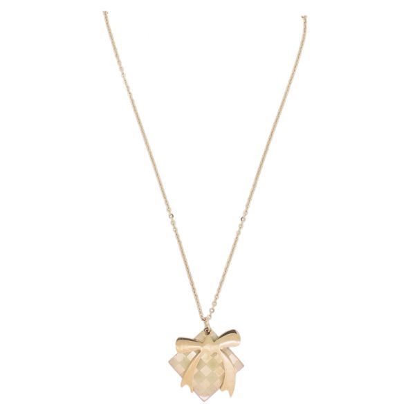  JEWELRY - NECKLACE - BRASS - RIBBON WITH PLATE - K129 - 2.3x2.4cm ROSE GOLD - 1pc.