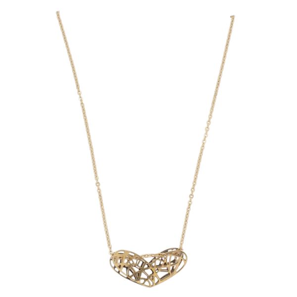  JEWELRY - NECKLACE - BRASS - HEART FILIGREE K124 - 2.7x1.4cm ROSE GOLD - 1pc.