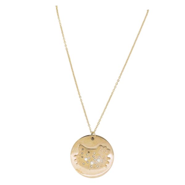  JEWELRY - NECKLACE - BRASS AND CRYSTALS - KITTY K159 2.9x2.9cm ROSE GOLD AND WHITE - 1pc.