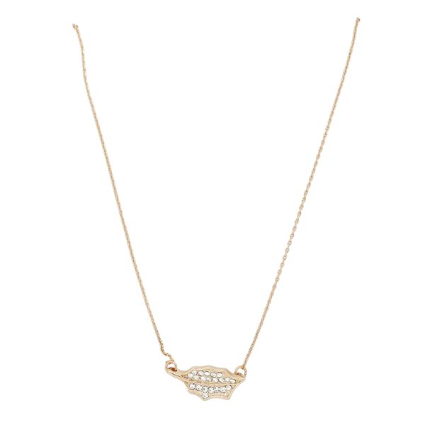  JEWELRY - NECKLACE - BRASS AND CRYSTALS - LEAF K143 - 2.0x1.0cm ROSE GOLD AND WHITE - 1pc.