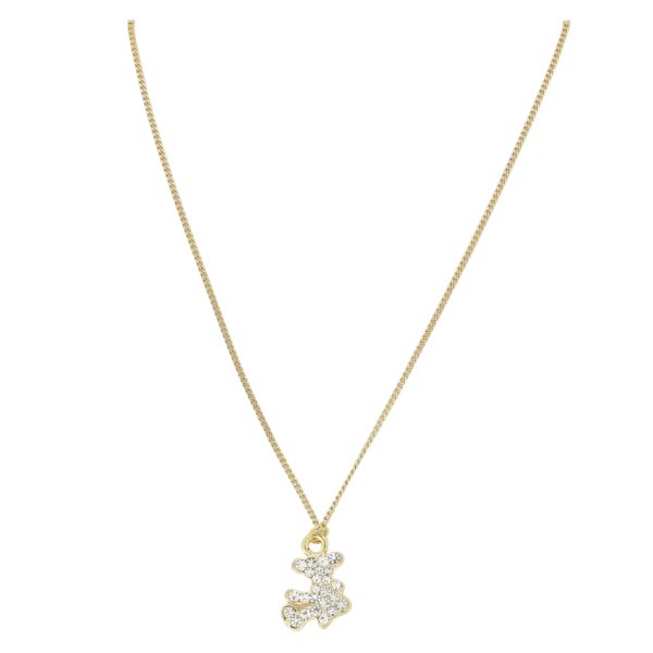  JEWELRY - NECKLACE - BRASS AND CRYSTALS - BEAR K121 - 1.1x1.5cm GOLD AND WHITE - 1pc.