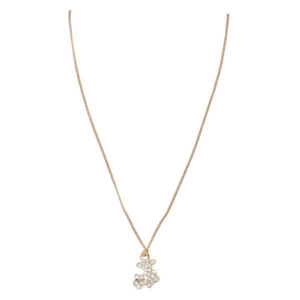  JEWELRY - NECKLACE - BRASS AND CRYSTALS - BEAR K121 - 1.1x1.5cm ROSE GOLD AND WHITE - 1pc.