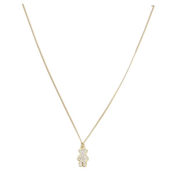  JEWELRY - NECKLACE - BRASS AND CRYSTALS - BEAR K141 - 0.7x1.3cm GOLD AND WHITE - 1pc.