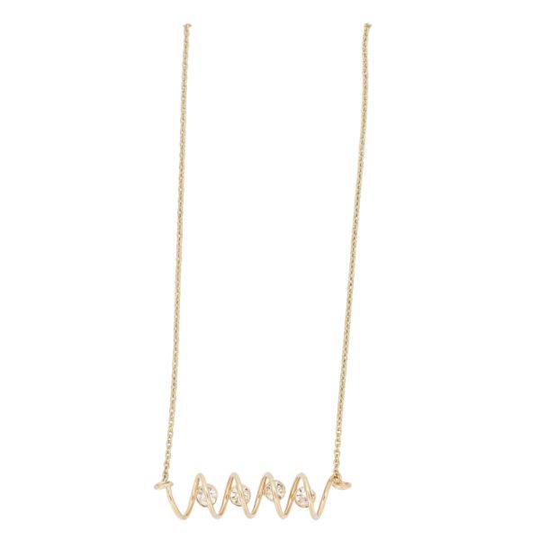  JEWELRY - NECKLACE - BRASS AND CRYSTALS - SPIRAL K158 - 3.8x1.0cm ROSE GOLD AND WHITE - 1pc.