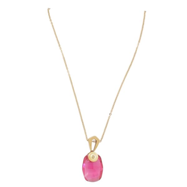  JEWELRY - NECKLACE - BRASS AND ZIRCON - DROP FOREVER K128 - 1.4x3.0cm ROSE GOLD AND CYCLAMEN - PACKAGE 6pcs.