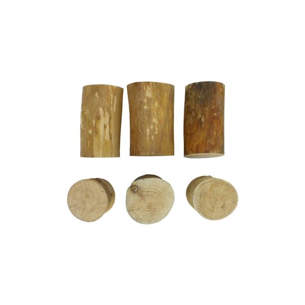 MATERIALS FOR CRAFT AND DECORATION - WOODEN BASES - BLOCK 05 WITHOUT BARK - 8cm - 4-5cm NATURAL - SECOND-RATE - PACKAGE 6pcs.