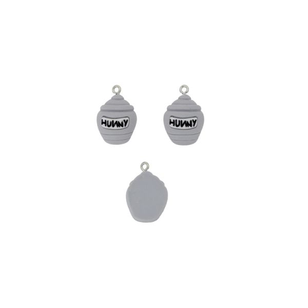 ПЛАСТМАСОВИ МЪНИСТА - РЕЗИН 3D - ВИСУЛКА - ГЪРНЕ С МЕД 01 - 16х24х9мм СИВО СВ.-БЯЛО-ЧЕРНО - 2 бр. Отвор-1.8мм