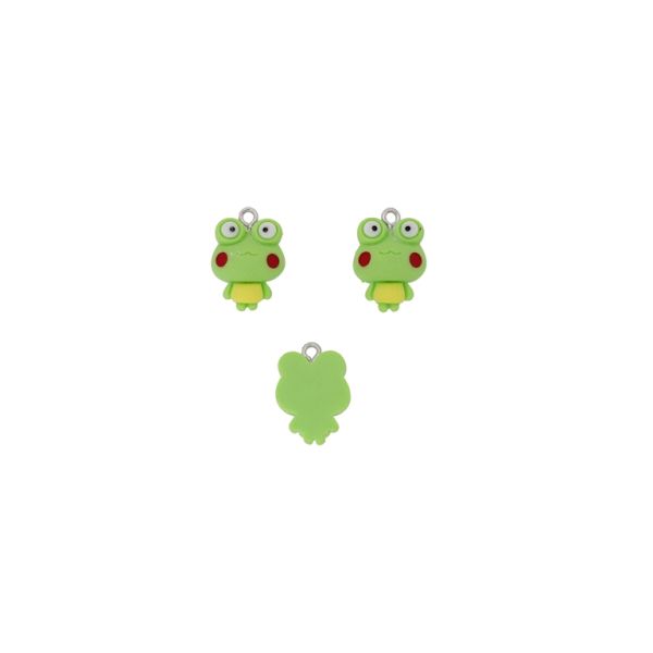 ПЛАСТМАСОВИ МЪНИСТА - РЕЗИН 3D - ВИСУЛКА - ЖАБА 04 - 14х20х6мм ЗЕЛЕНО СВ.-ЖЪЛТО-ЧЕРВЕНО - ПАКЕТ 20 бр. Отвор-1.8мм