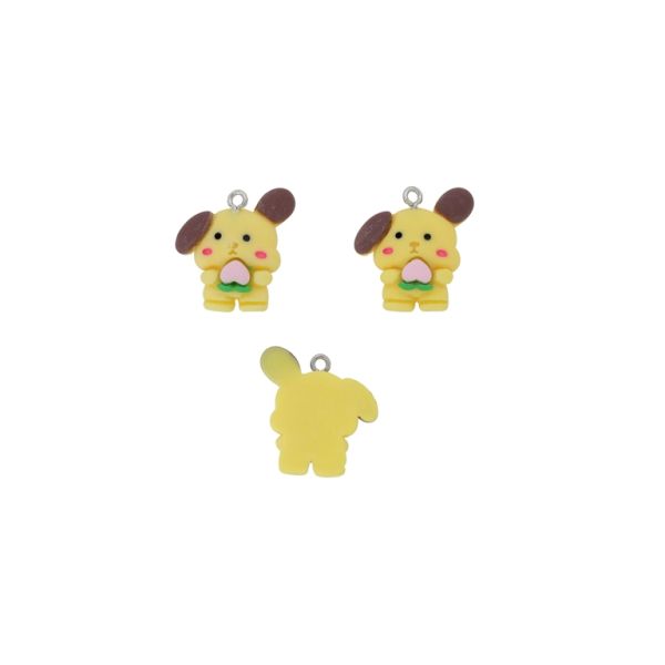 ПЛАСТМАСОВИ МЪНИСТА - РЕЗИН 3D - ВИСУЛКА - КУЧЕ 08 С ЦВЕТЕ - 23х23х7мм ЖЪЛТО-КАФЯВО-РОЗОВО СВ. - 2 бр. Отвор-1.8мм