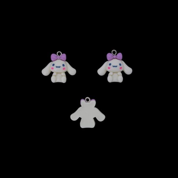 ПЛАСТМАСОВИ МЪНИСТА - РЕЗИН 3D - ВИСУЛКА - КУЧЕ 13 - 24х23х8мм БЯЛО-ЛИЛАВО СВ.-СИНЬО СВ. - ПАКЕТ 20 бр. Отвор-1.8мм 