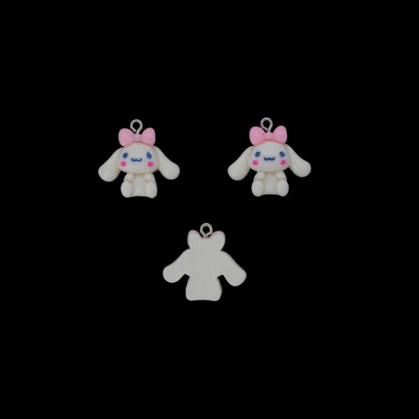 ПЛАСТМАСОВИ МЪНИСТА - РЕЗИН 3D - ВИСУЛКА - КУЧЕ 13 - 24х23х8мм БЯЛО-РОЗОВО СВ.-СИНЬО СВ. - ПАКЕТ 20 бр. Отвор-1.8мм 