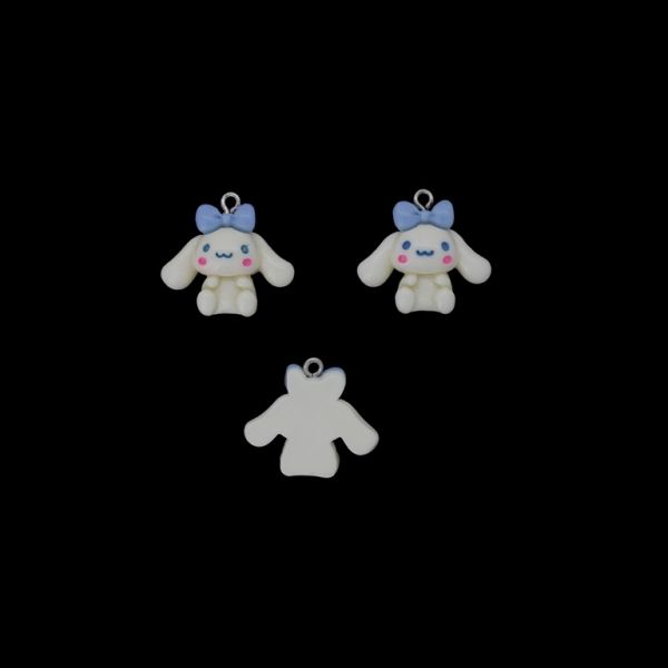 ПЛАСТМАСОВИ МЪНИСТА - РЕЗИН 3D - ВИСУЛКА - КУЧЕ 13 - 24х23х8мм БЯЛО-СИНЬО СВ.-РОЗОВО СВ. - 2 бр. Отвор-1.8мм