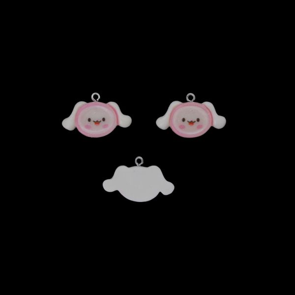 ПЛАСТМАСОВИ МЪНИСТА - РЕЗИН 3D - ВИСУЛКА - КУЧЕ 15 - 30х19х6мм БЯЛО-РОЗОВО СВ.-КАФЯВО - ПАКЕТ 20 бр. Отвор-1.8мм 