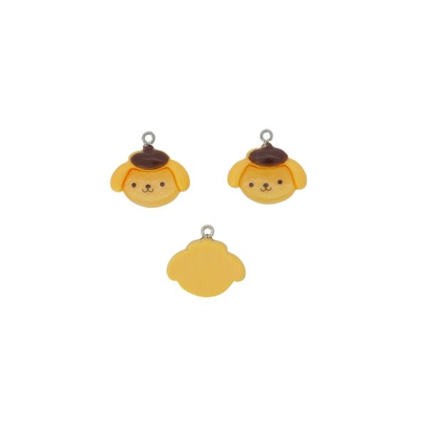 ПЛАСТМАСОВИ МЪНИСТА - РЕЗИН 3D - ВИСУЛКА - КУЧЕ 17 - 22х22х7мм ЖЪЛТО Т.-КАФЯВО - 2 бр. Отвор-1.8мм