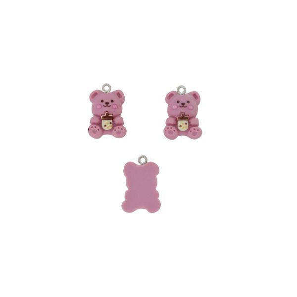 PLASTIC BEADS - RESIN 3D - PENDANT - BEAR 40 - 16x23x6mm ROSE DUST-BROWN-ECRU - PACKAGE 20pcs. Hole-1.8mm