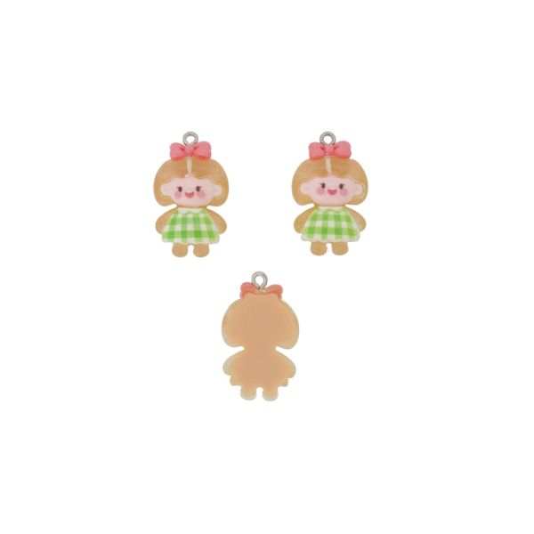 ПЛАСТМАСОВИ МЪНИСТА - РЕЗИН 3D - ВИСУЛКА - МОМИЧЕ 36 - 18х30х7мм ЗЕЛЕНО СВ.-БЯЛО-РОЗОВО СВ. - 2 бр. Отвор-1.8мм