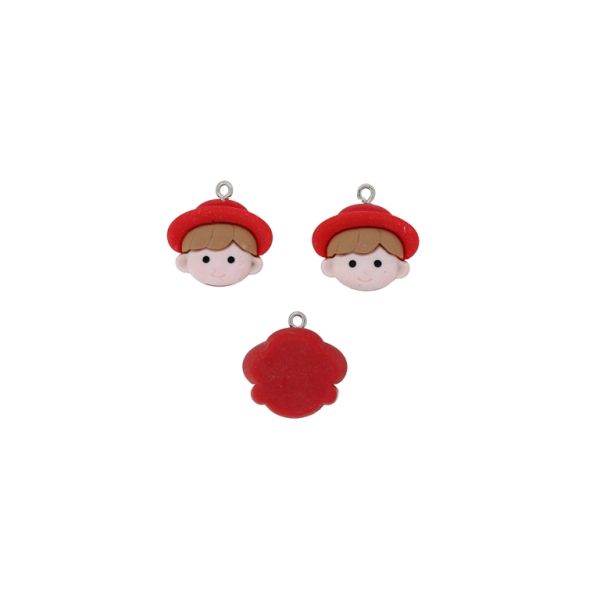 ПЛАСТМАСОВИ МЪНИСТА - РЕЗИН 3D - ВИСУЛКА - МОМЧЕ 04 - 22х22х8мм ЧЕРВЕНО-КАФЯВО СВ.-РОЗОВО СВ. - 2 бр. Отвор-1.8мм