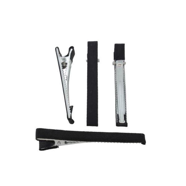 МЕТАЛНИ ЕЛЕМЕНТИ - ФИБА - ЩИПКА 05 - МЕТАЛ И САТЕН - 60х6х13мм НИКЕЛ И ЧЕРНО 006 - ПАКЕТ 50 бр.