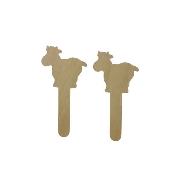 MATERIALS FOR CRAFT AND DECORATION - TOPPER FROM WOOD - COW 01 - 7.0x14.5x0.3cm NATURAL - 4pcs.