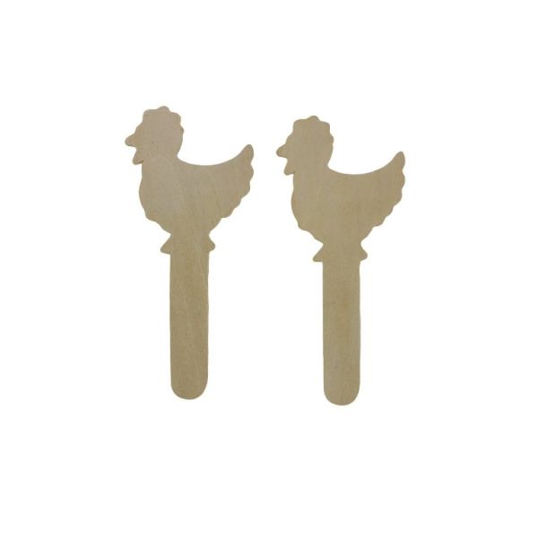 MATERIALS FOR CRAFT AND DECORATION - TOPPER FROM WOOD - ROOSTER 01 - 6.3x15.5x0.3cm NATURAL - 4pcs.