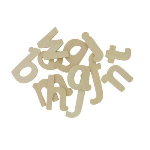 MATERIALS FOR CRAFT AND DECORATION - WOODEN BASES - LETTERS 02 - 2.5-4.5x6.2x3.2x0.3cm - NATURAL - 6pcs.