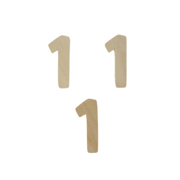 MATERIALS FOR CRAFT AND DECORATION - WOODEN BASES - NUMBER 1 - 1.8x4.4x0.3cm - NATURAL - 4pcs.