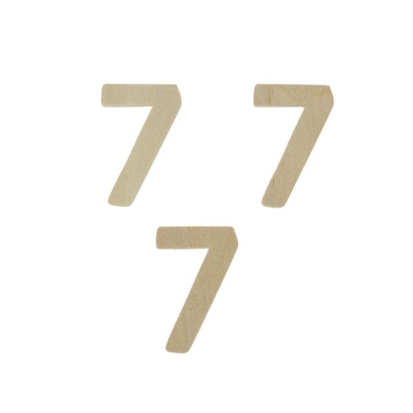 MATERIALS FOR CRAFT AND DECORATION - WOODEN BASES - NUMBER 7 - 2.8x4.6x0.3cm - NATURAL - 4pcs.