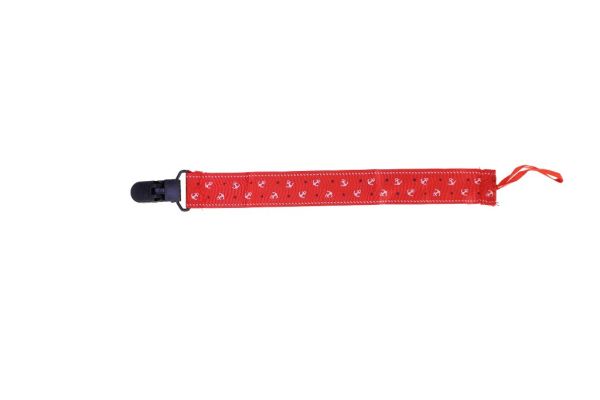 METAL ELEMENTS - ROUND SHAPE PACIFIER CLIPS - TAPE - ANCHOR 01 - 25x250mm - RED-WHITE-BLACK - 1pc.