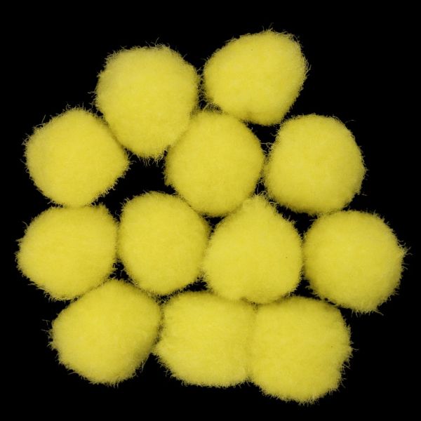 TEXTILE BEADS - POMPON POLYESTER - 18mm YELLOW 64 - PACKAGE 200pcs.