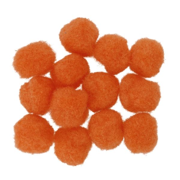 TEXTILE BEADS - POMPON POLYESTER - 18mm ORANGE 61 - PACKAGE 200pcs.