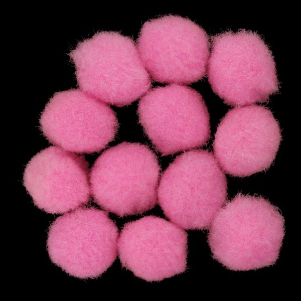 TEXTILE BEADS - POMPON POLYESTER - 18mm PINK 57 - PACKAGE 200pcs.