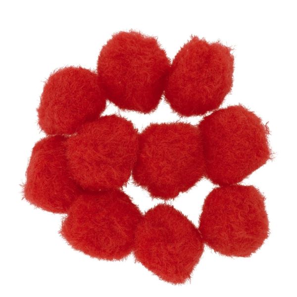 TEXTILE BEADS - POMPON POLYESTER - 18mm RED (LIGHT) 58 - PACKAGE 200pcs.